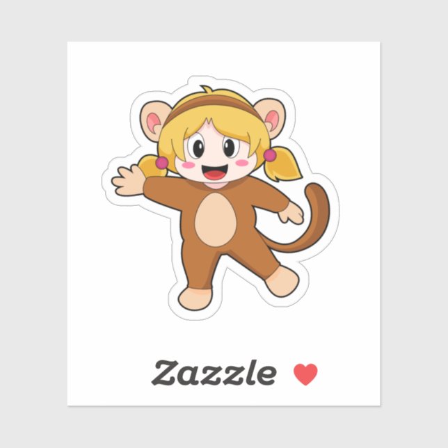 Girl in Costume as Monkey Sticker (Sheet)