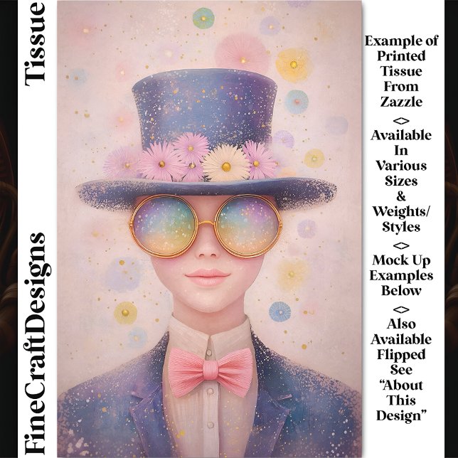 Girl in Floral Hat And Sunglasses DN3L Decoupage Tissue Paper (Creator Uploaded)