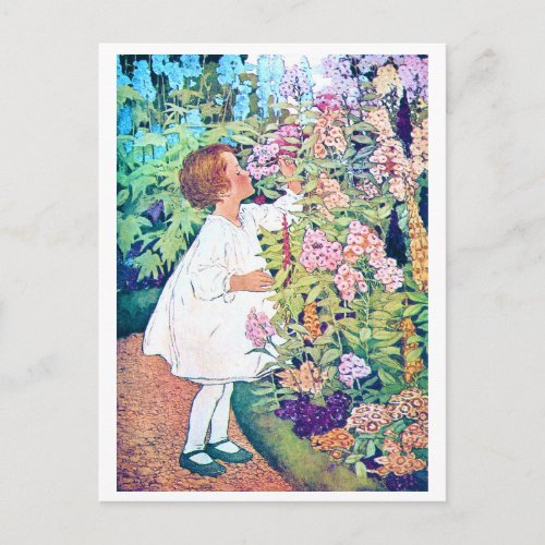 Girl in Flower Garden Jessie Willcox Smith Postcard