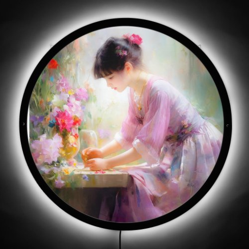 Girl in Flower Garden  LED Sign