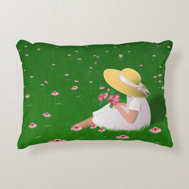 Girl In Grass Accent Pillow (Front)