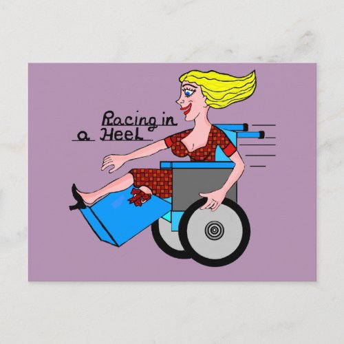 Girl in High Heel Wheelchair Amputee Postcard