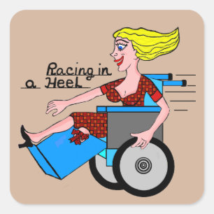 Girl in High Heel Wheelchair Amputee Square Sticker