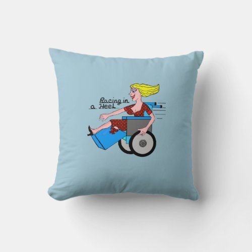 Girl in High Heel Wheelchair Amputee Throw Pillow