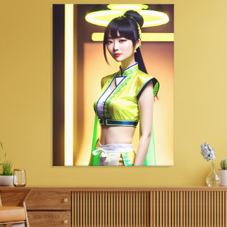 girl in lemon top canvas print