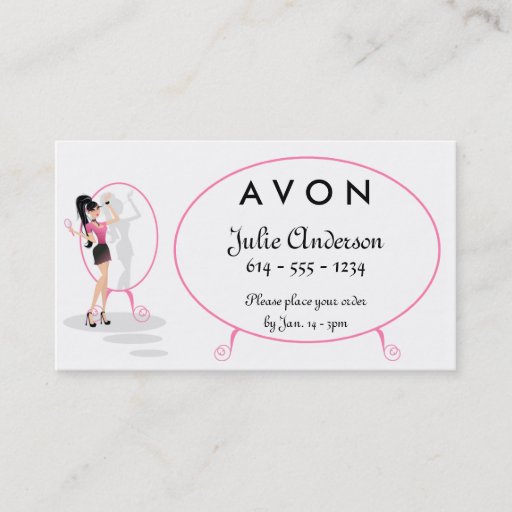 Customizable Girl in Mirror Makeup Salon Fashion Business Card