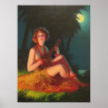 Girl in Moonlight with Banjo Ukelele Poster<br><div class="desc">Edward Mason Eggleston was an American painter who specialized in calendar portraits of women,  fashionable and fantastic. He was also a well known commercial illustrator doing work for companies such as the Fisk Tire Company,  the Pennsylvania Railroad,  and the Great Lakes Exposition.</div>