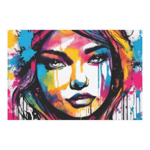 Girl in Multi Water Colored Painting