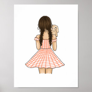 Girl in Orange Carrying Pet Bunny Nursery  Poster