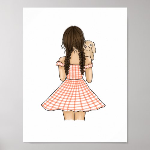 Girl in Orange Carrying Pet Bunny Nursery  Poster