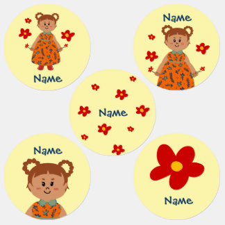 Girl In Orange Dress (Bunbraid) Kids' Labels