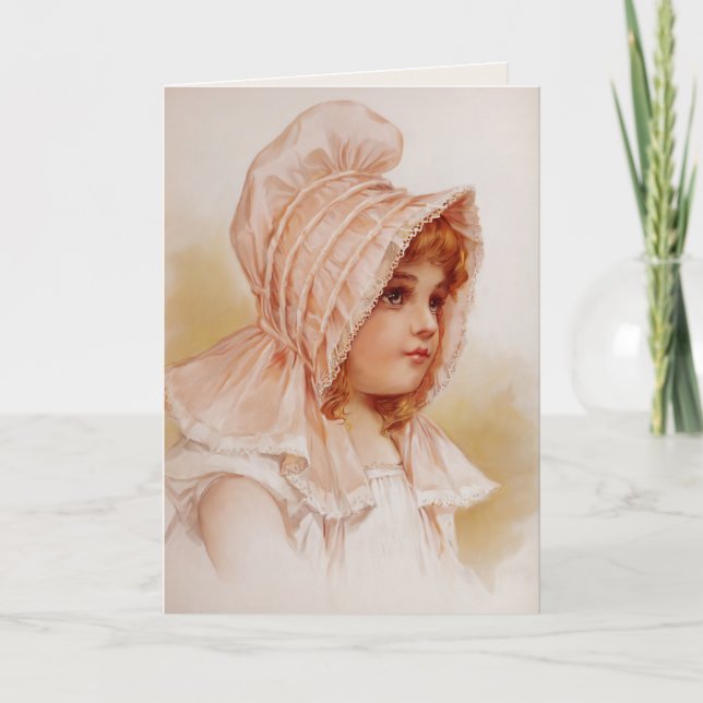 Girl in Pink Bonnet Card (Front)