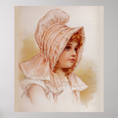 Girl in Pink Bonnet Poster