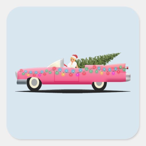 GIRL IN PINK CLASSIC CADDY CHRISTMAS STICKERS