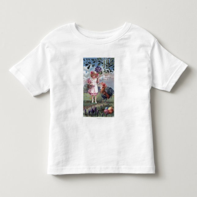 Girl in Pink Holding Purple Flowers Toddler T-shirt (Front)