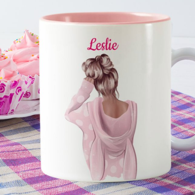 Girl in Pink Personalized Custom Coffee  Two-Tone Coffee Mug (Creator Uploaded)