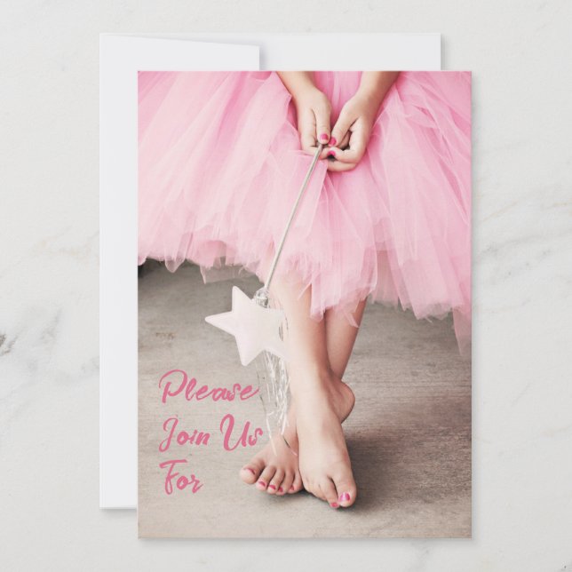 Girl in Pink Tutu Dance Party Invitation (Front)