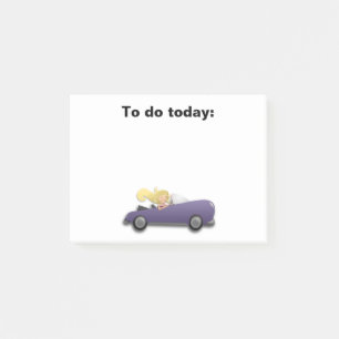 Girl in Purple Car Post It Note
