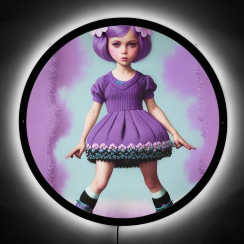 girl in purple dress LED sign