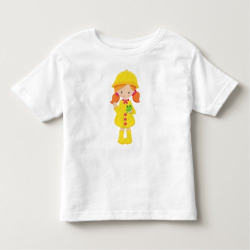 Girl In Raincoat Boots Orange Hair Frog Toddler T_shirt