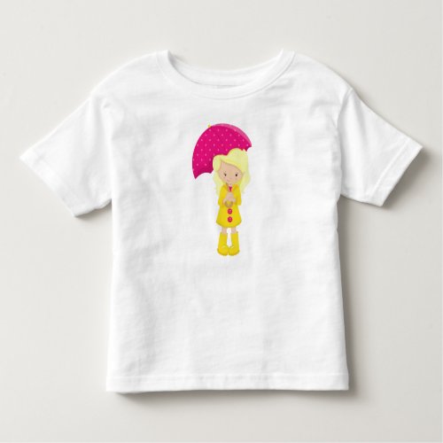 Girl In Raincoat Girl With Umbrella Blonde Hair Toddler T_shirt