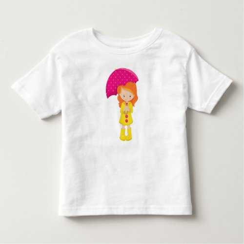 Girl In Raincoat Girl With Umbrella Orange Hair Toddler T_shirt