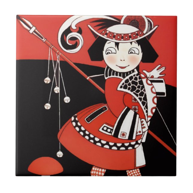 Girl in Red Ceramic Tile (Front)