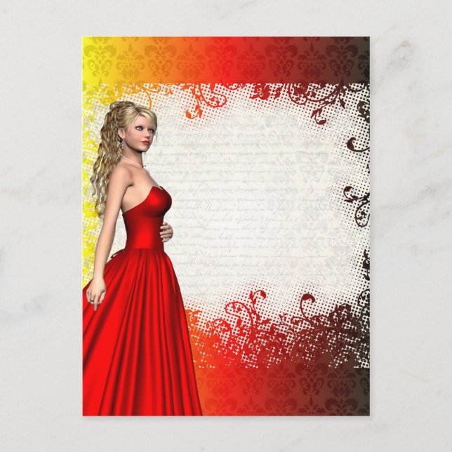 Girl in red dress postcard (Front)