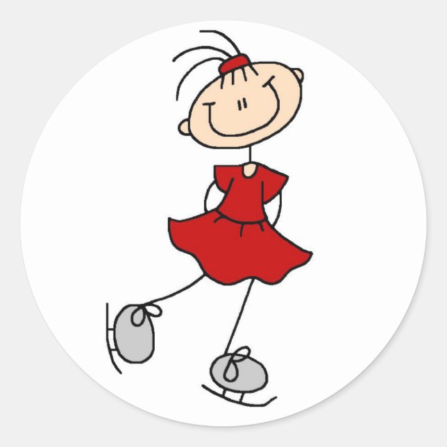 Girl In Red Ice Skater Sticker (Front)