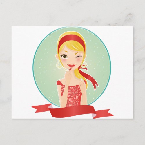 Girl in red postcard