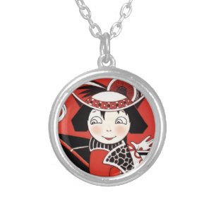 Girl in Red Silver Plated Necklace