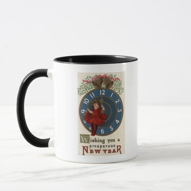 Girl in Red Sitting on Clock Mug (Left)