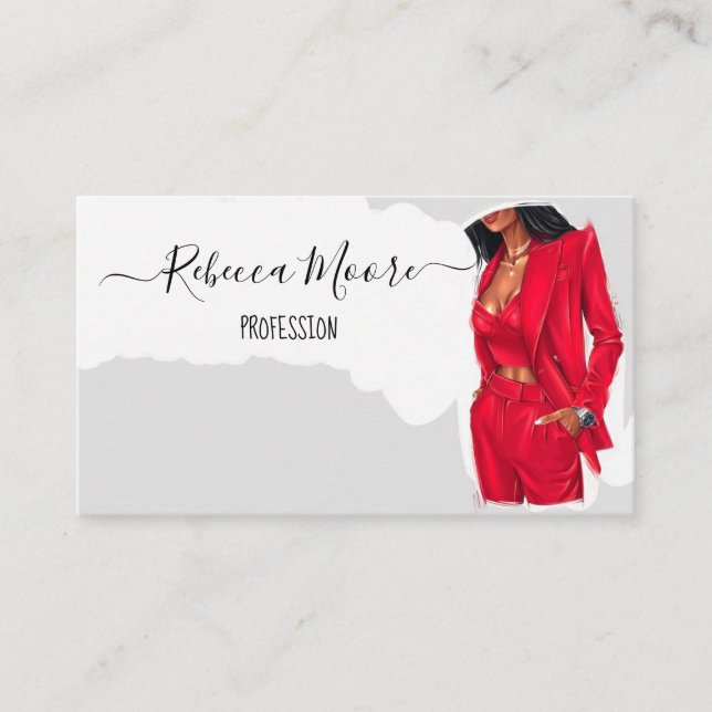 Girl in Red Suit Business Card (Front)