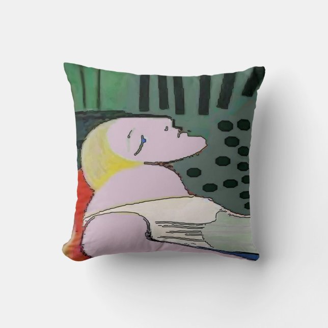 Girl in Repose, Abstract Throw Pillow (Front)