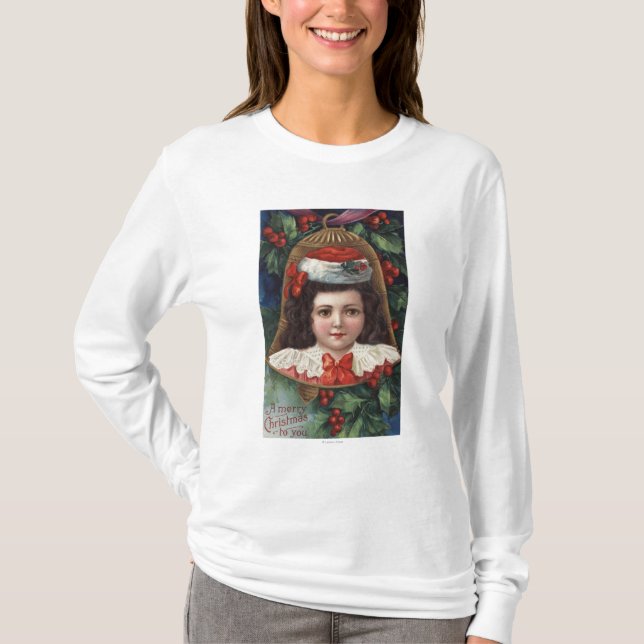 Girl in Santa Hat in Bell T-Shirt (Front)