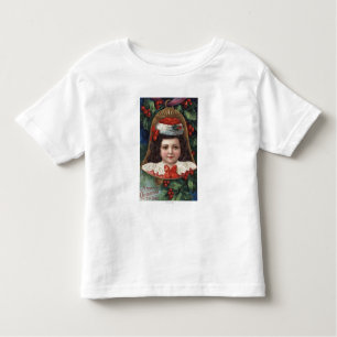Girl in Santa Hat in Bell Toddler T-shirt