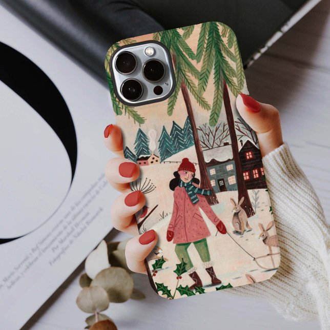 Girl in Snow Winter Village Cozy Holiday  Case-Mate iPhone Case (Creator Uploaded)