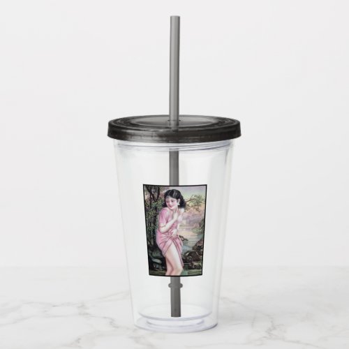 Girl in Stream Vintage Chinese Shanghai Pinup  Acrylic Tumbler