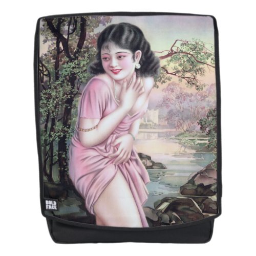 Girl in Stream Vintage Chinese Shanghai Pinup  Backpack