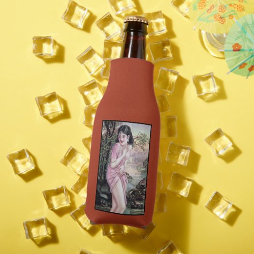Girl in Stream Vintage Chinese Shanghai Pinup  Bottle Cooler