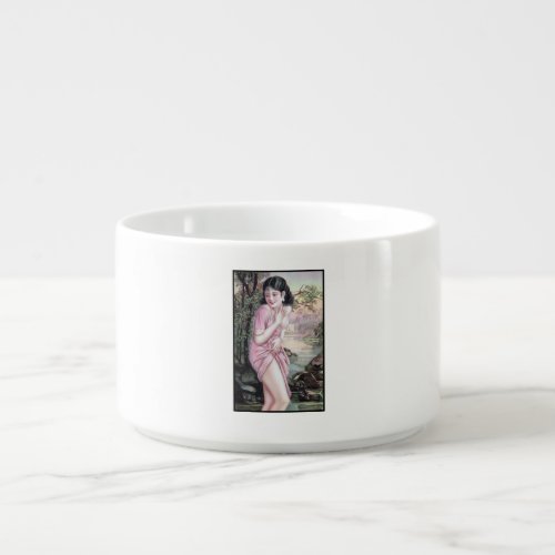 Girl in Stream Vintage Chinese Shanghai Pinup  Bowl