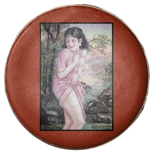 Girl in Stream Vintage Chinese Shanghai Pinup  Chocolate Covered Oreo