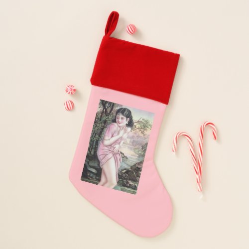 Girl in Stream Vintage Chinese Shanghai Pinup  Christmas Stocking