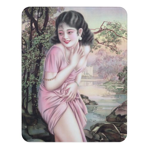 Girl in Stream Vintage Chinese Shanghai Pinup  Door Sign