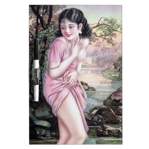 Girl in Stream Vintage Chinese Shanghai Pinup  Dry Erase Board