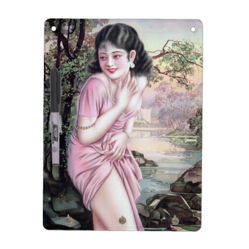 Girl in Stream Vintage Chinese Shanghai Pinup  Dry Erase Board