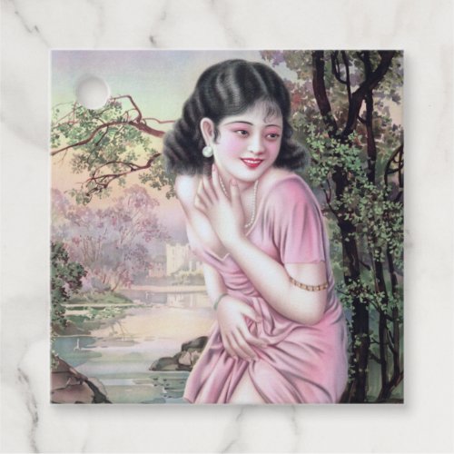 Girl in Stream Vintage Chinese Shanghai Pinup  Favor Tags