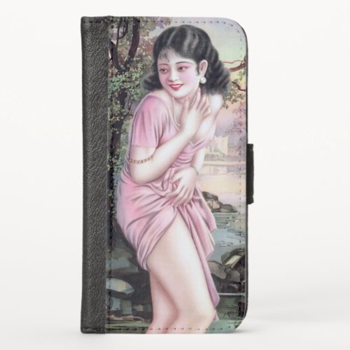 Girl in Stream Vintage Chinese Shanghai Pinup  iPhone X Wallet Case