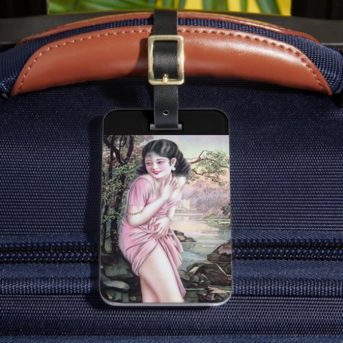 Girl in Stream Vintage Chinese Shanghai Pinup  Luggage Tag