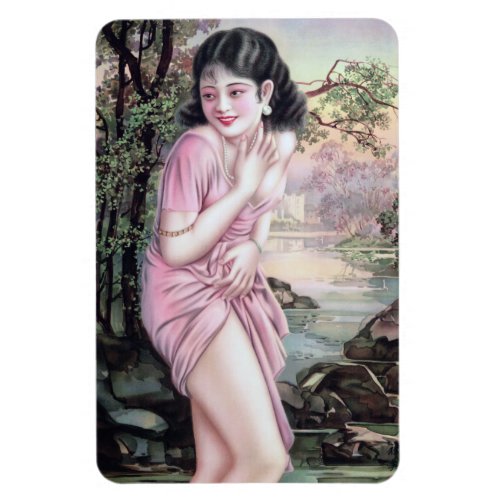 Girl in Stream Vintage Chinese Shanghai Pinup  Magnet